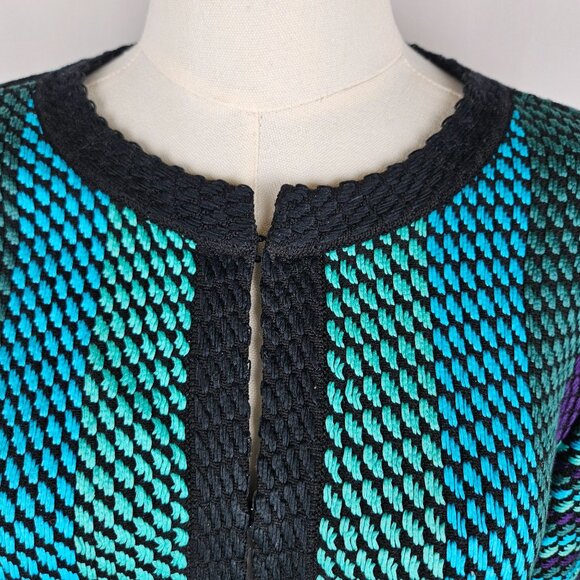 St. John Jacket Size Small Wool Blend Hook Turquoise Luxury - Picture 6 of 11